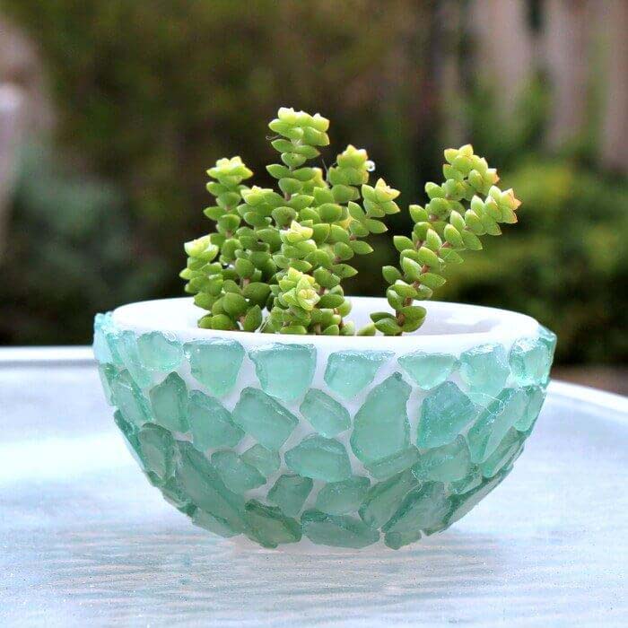 Mosaic Sea Glass Pot