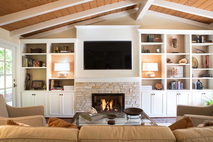 Wide Wall Fireplace Idea