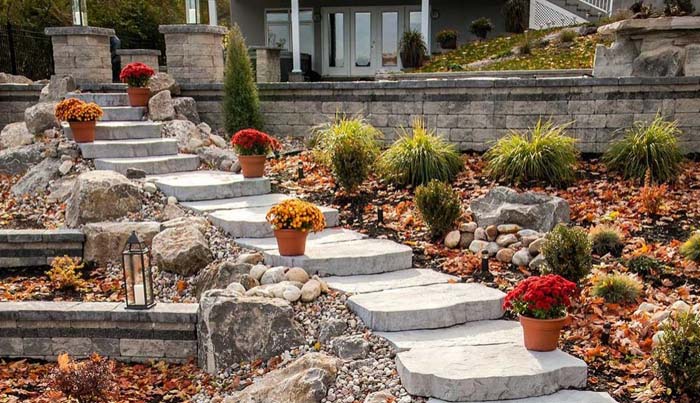 Special Stepping Stones For A Cascading Walkway Design