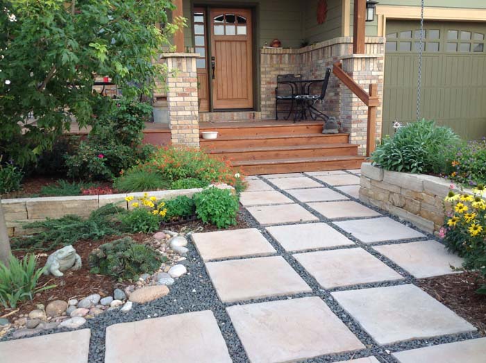 Paving Stones On Black Gravel