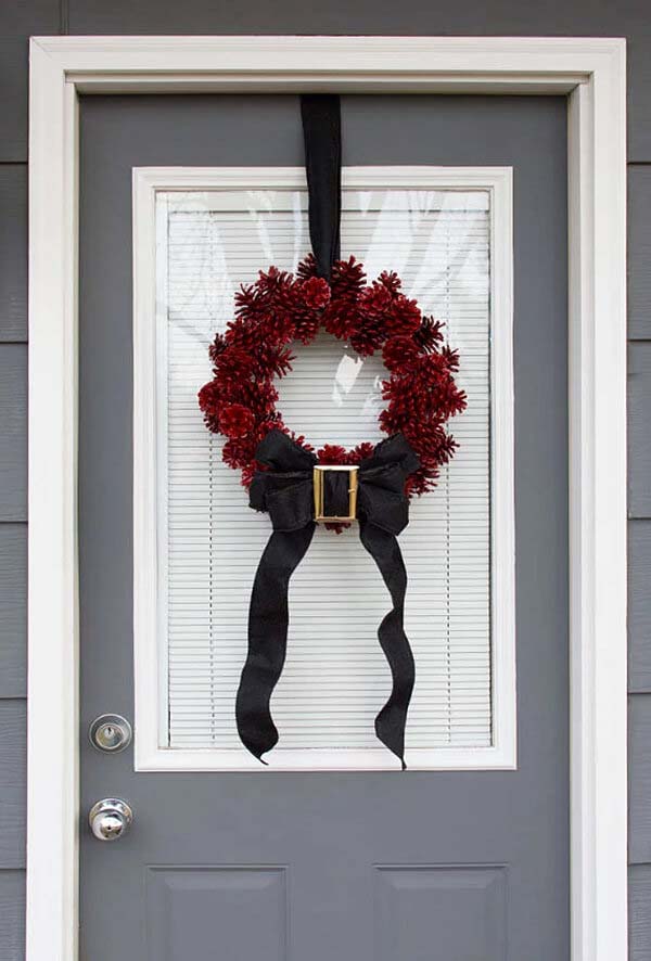 Santa Pine Cone Wreath Idea