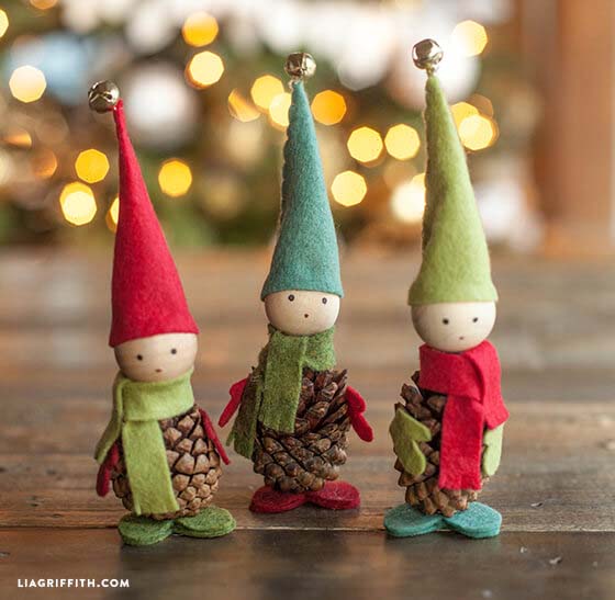 Free-standing Gnomes From Pinecones