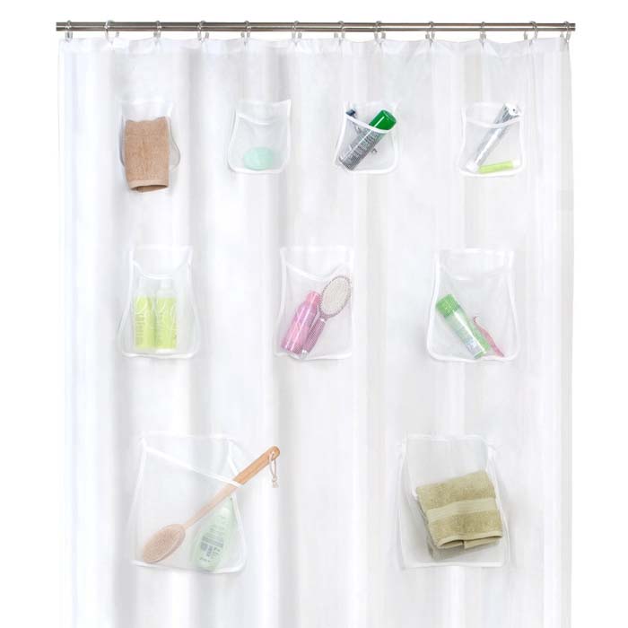 Shower Curtain With Extra Storage