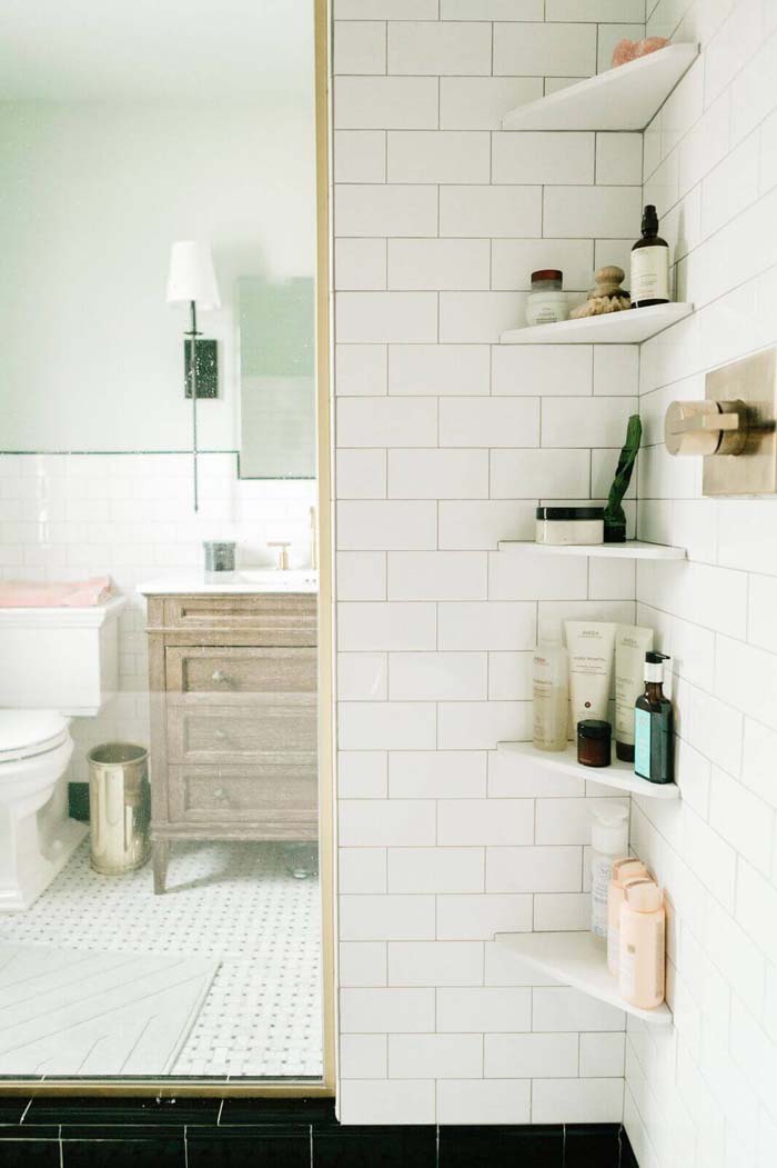 Corner Shelves For A Tiny Bathroom