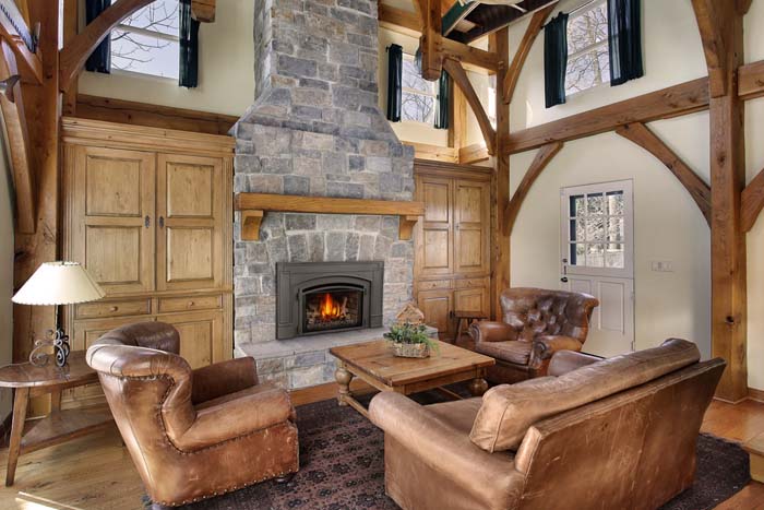 Frame The Stone Fireplace With Wood