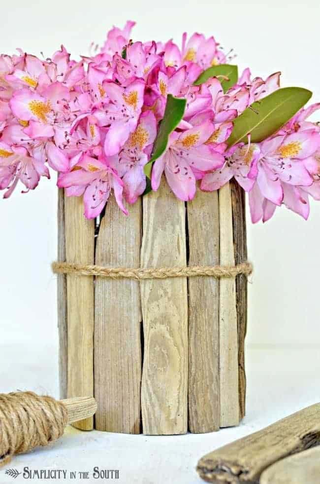 Wood Slats Vase Decoration