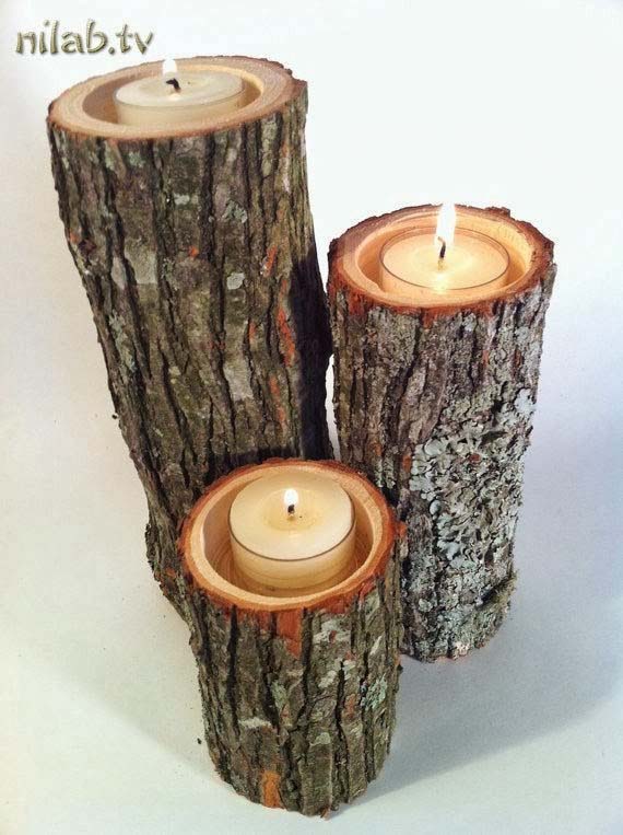 Log Votive Candle Holder