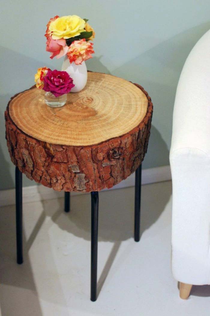 Side Table From A Log