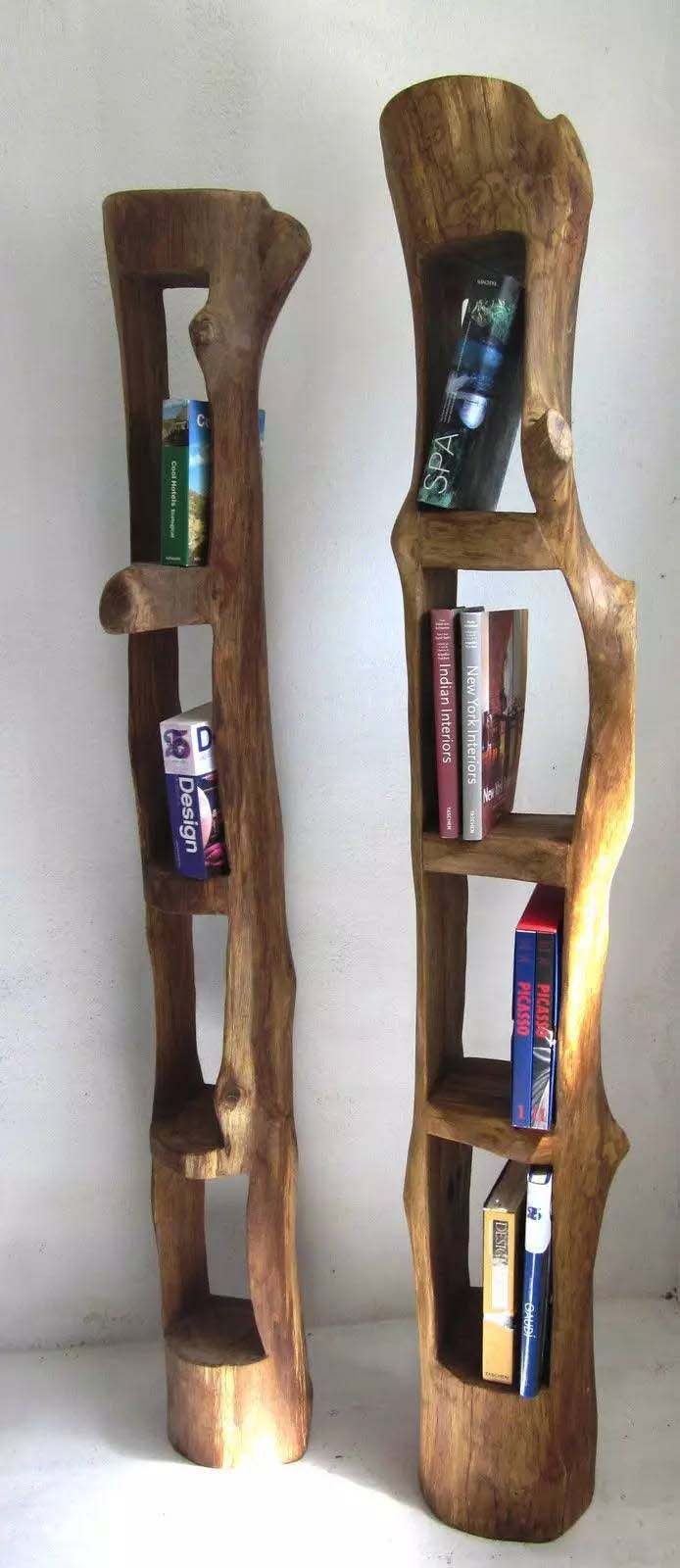 Bookshelves From Tree Logs