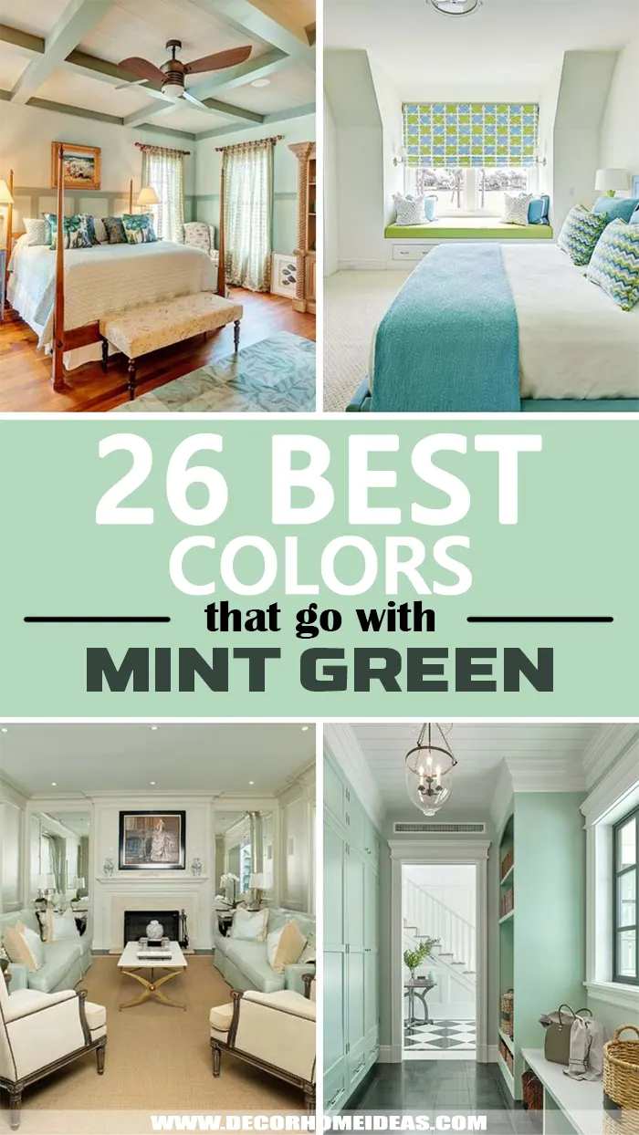 Best Colors That Go With Mint Green. Ever wondered what colors go well with mint green? We have made the perfect selection of colors matching great with mint green for each room - bedroom, living room, bathroom, entryway, and more. #decorhomeideas