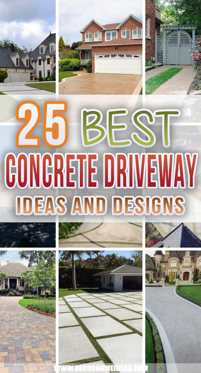 Best Concrete Driveway Ideas. Boost your curb appeal with these cheap concrete driveway ideas and designs. Browse some of the best inexpensive concrete driveways and get inspired. #decorhomeideas