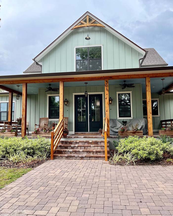 Soft Green Barndominium House