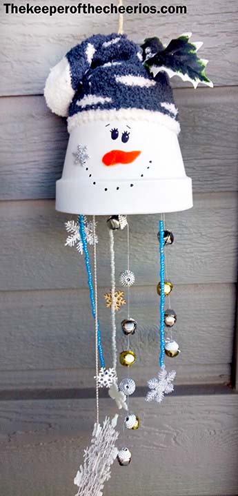 Snowman Wind Chime From A Clay Pot
