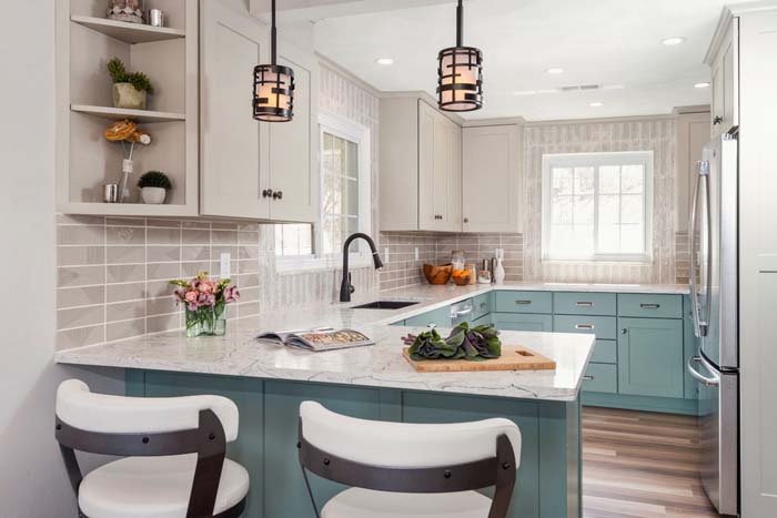 Jewel Tones and Gray Kitchen