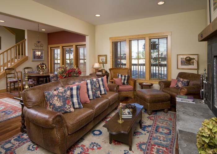 Beige color with brown leather sofa