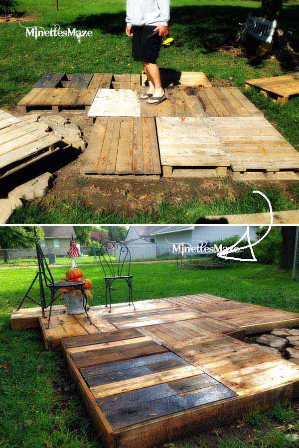 Salvaged Pallets Floating Deck
