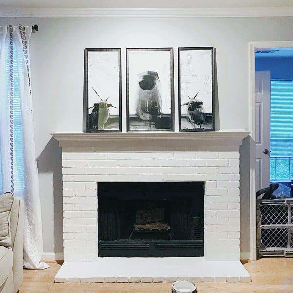 All White Brick Fireplace