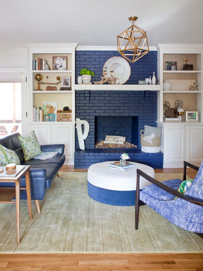 Blue Brick Fireplace