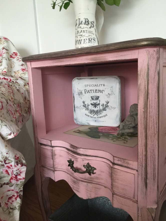 Shabby Chic Nightstand With Pink Paint