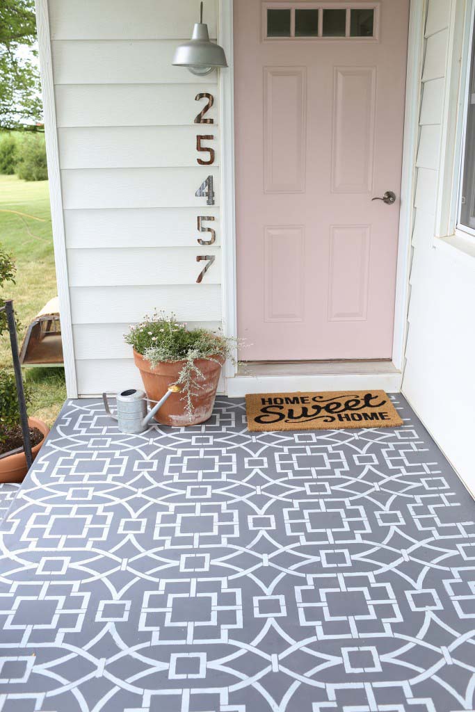 Geometric Stenciled Tile Look