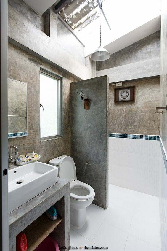 Authentic Concrete Texture Of A Bathroom Partition