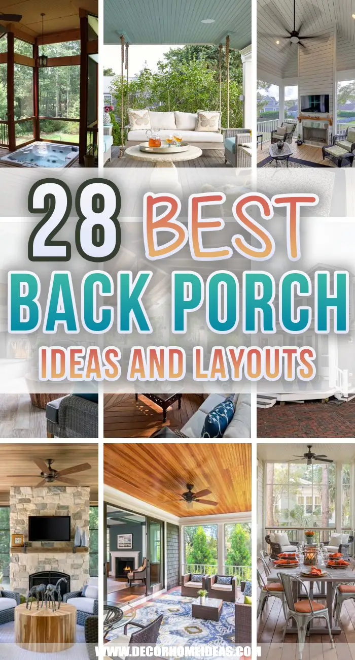 Best Back Porch Ideas. Create an outdoor retreat with these back porch ideas. We have the best ideas and back porch designs from simple furniture sets or swings to fire pits and outdoor kitchens. #decorhomeideas
