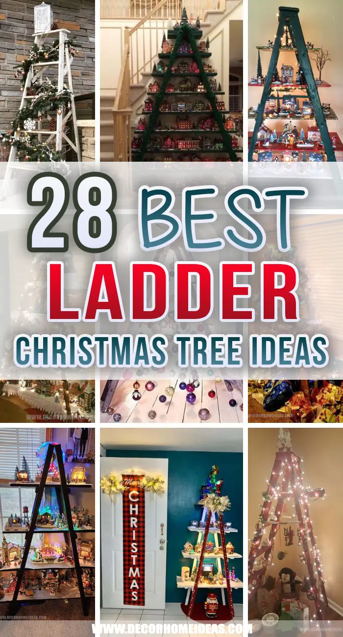 Best Ladder Christmas Tree Ideas. Get creative this year and make a ladder Christmas tree. It's an easy, fun, and inexpensive way to celebrate the holidays with a unique Christmas tree. #decorhomeideas