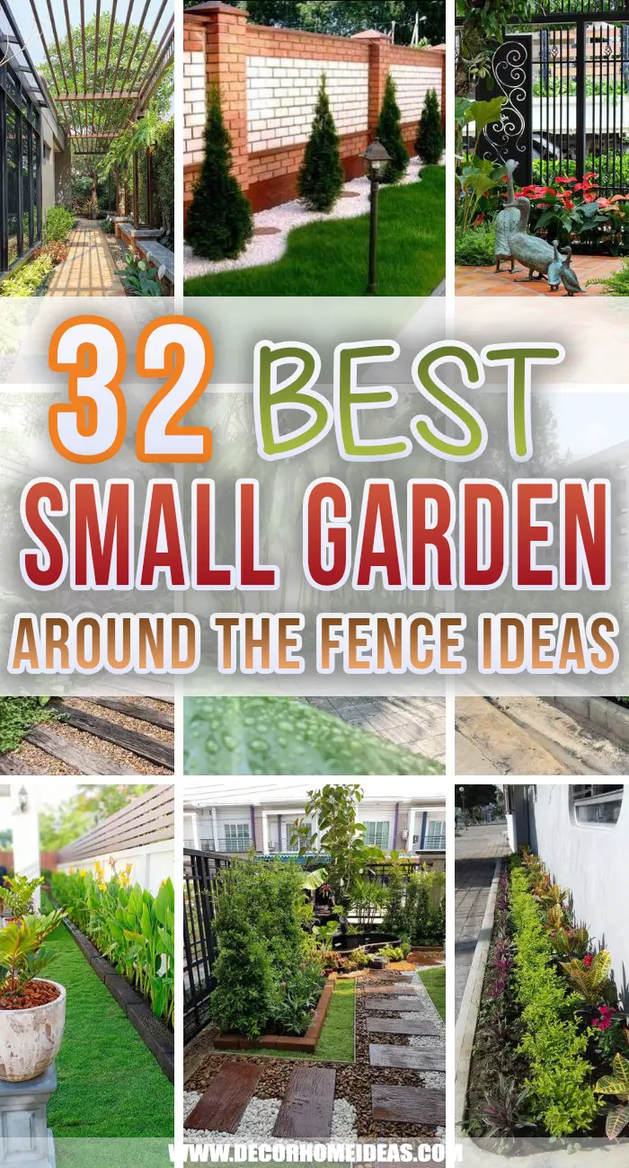 Landscping Small Garden Around The Fence Ideas. Spruce up the space around the fence with these beautiful landscaping ideas for small gardens. Add flowers, mulch, or river rocks to create more charm along the fence. #decorhomeideas