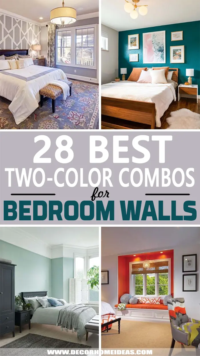 Two Color Combination For Bedroom Walls. While a single-color bedroom looks neat, a two-color combination for bedroom walls will give you a more exciting and appealing look. #decorhomeideas