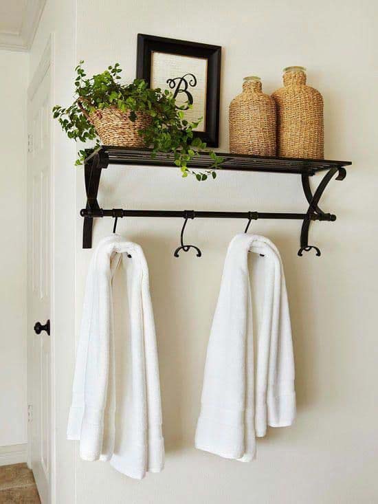 Shelf With Towel Hooks