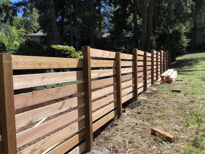 Cedar Fencing with Horizontal Slats