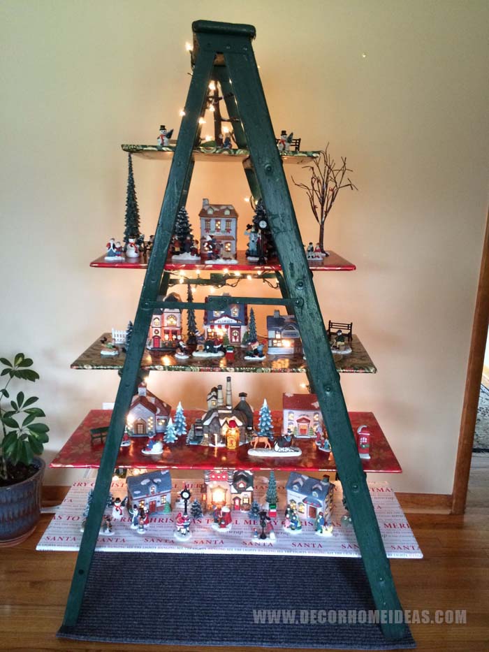 Wrap The Ladder Tiers With Christmas Gift Paper