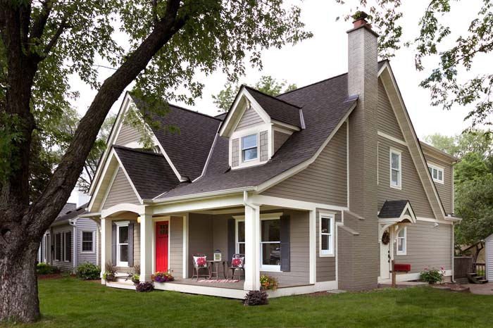 Black Roof, Gray Siding, and Beige Trim