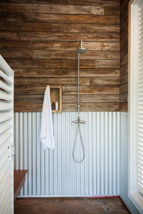 A Walk-in Shower Idea With Half Tin Panel