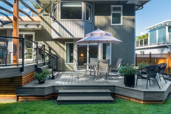 Gray Washed Porch with Cedar Trim