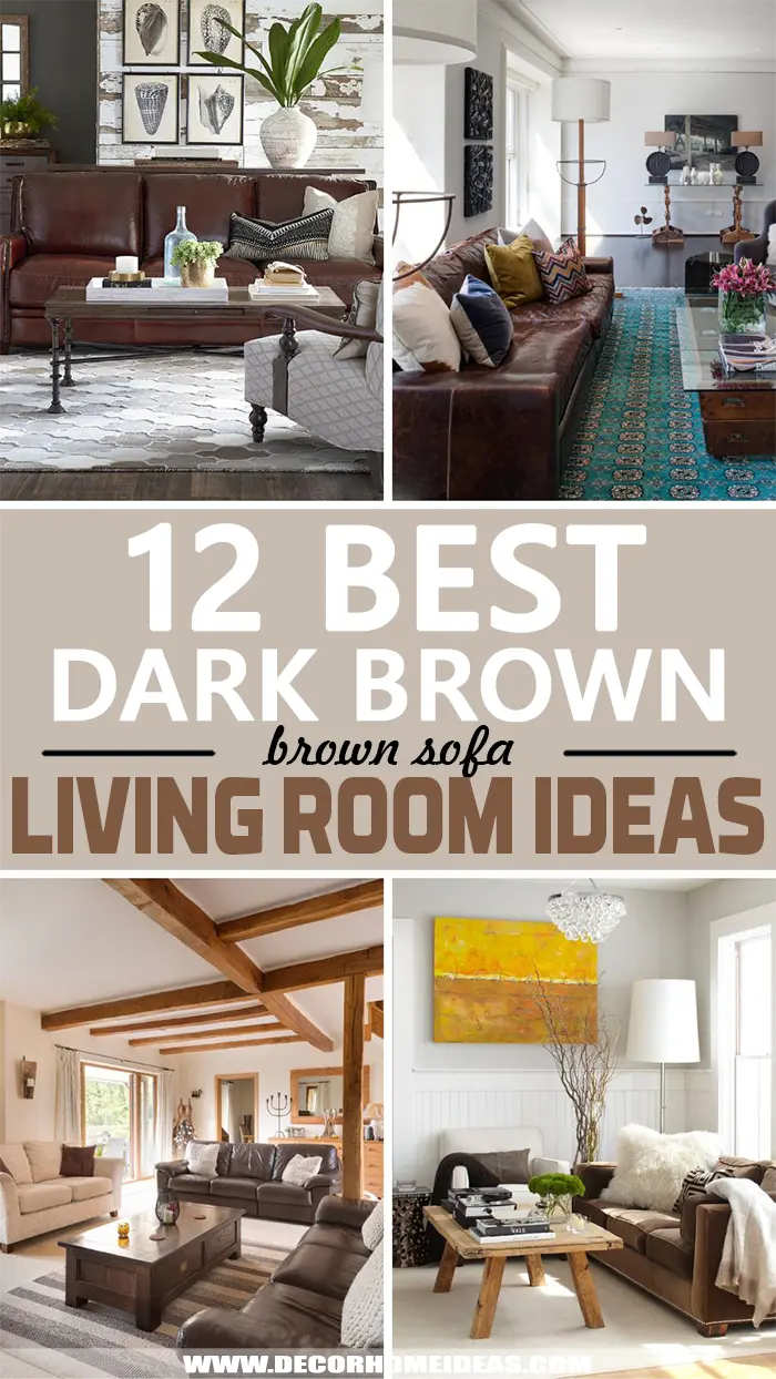 Best Dark Brown Brown Sofa Living Room Ideas. Brown sofas work well with dark brown living rooms. Blending browns throughout the space create an aesthetic and make you feel cozy.  #decorhomeideas