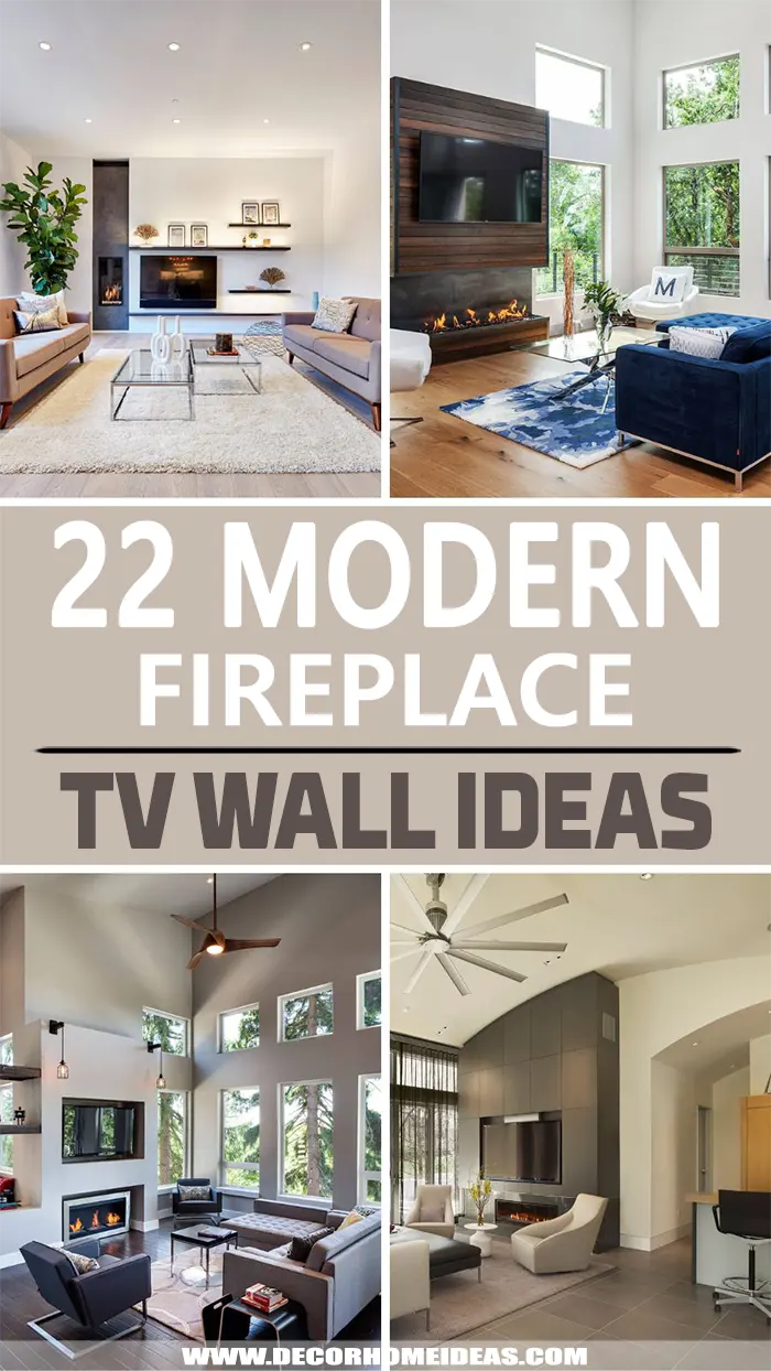 Best Modern Fireplace TV Wall Ideas. Get some creative ideas and designs on modern fireplace TV walls. Create an accent with a modern fireplace and add a TV above or beside it. #decorhomeideas