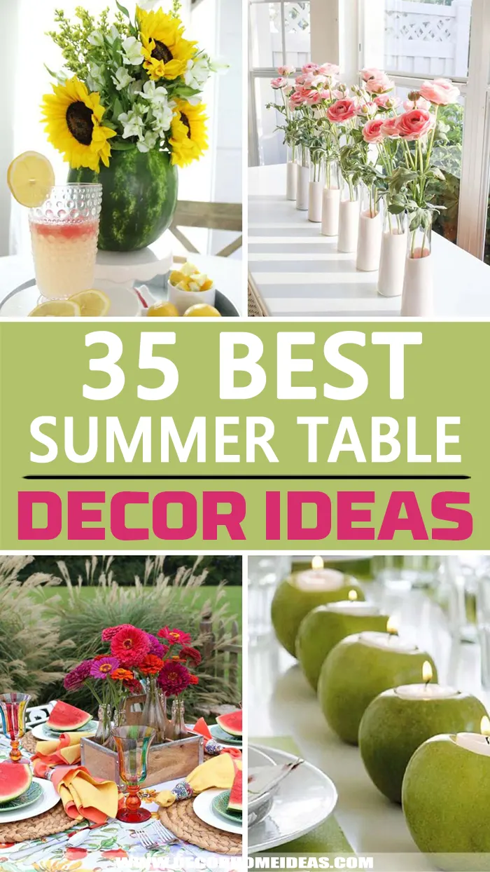 Best Summer Table Decor Ideas. Keep your home bright and airy with these fabulous summer table decor ideas. Add flowers, fresh fruits, and evergreen plants to your table so that the summer never ends. #decorhomeideas