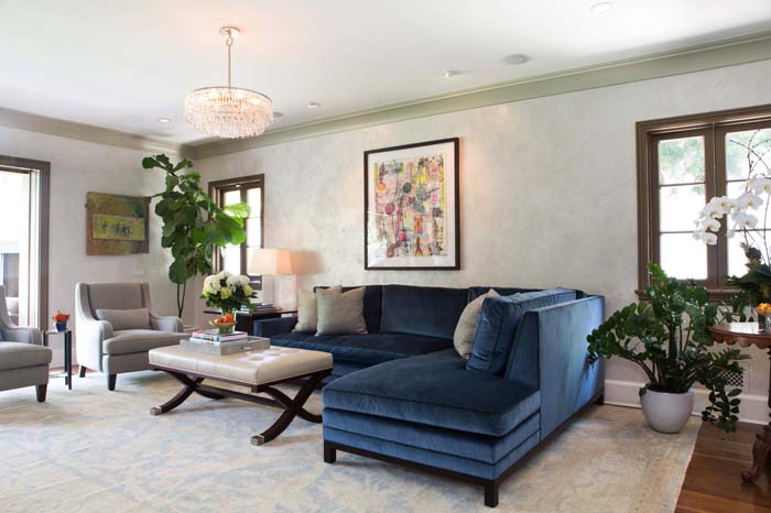 Sophisticated Blue Sectional Sofa