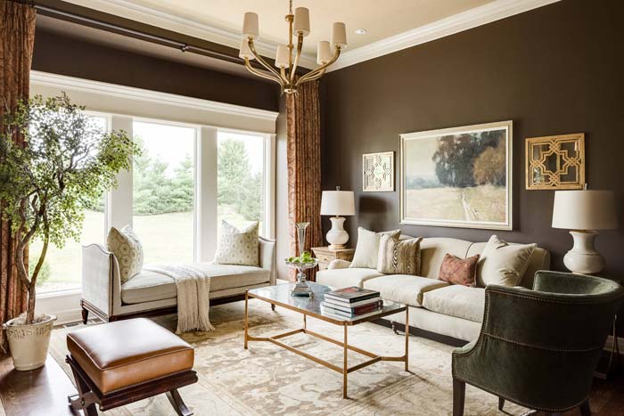Dark Brown Walls with Cream-Colored Ceiling and Floor