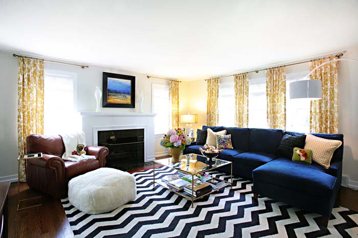 6. Navy Blue and Yellow #decorhomeideas