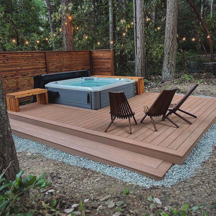 Floating Deck Hot Tub Landscape Idea On A Budget