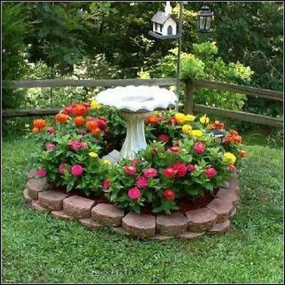 Island With A Bird Bath Centerpiece