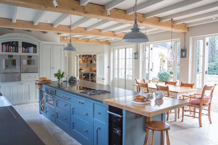 Blue Island Idea In A Rustic Country Kitchen