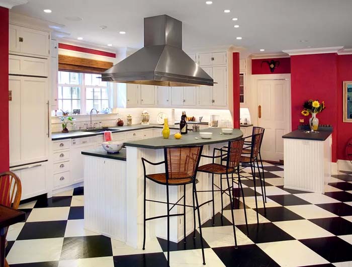 Bold Floor Tiles For A Modern Rustic Country Kitchen