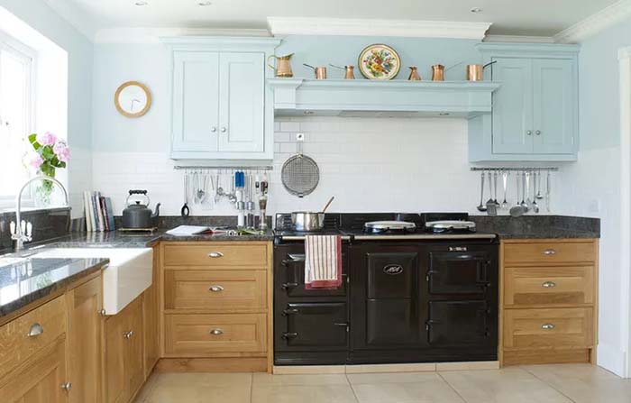 Rustic Country Kitchen Idea With Cabinets In Two Colors