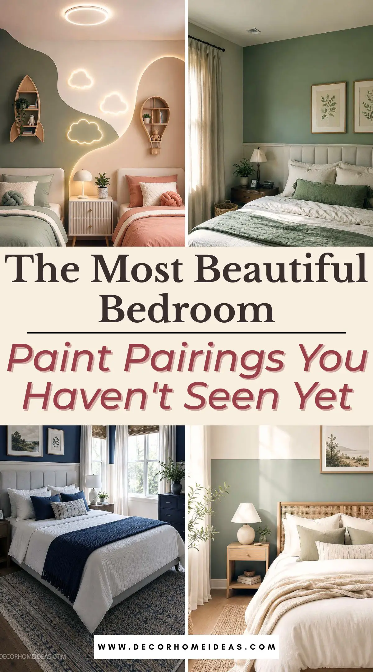 Searching for fresh bedroom paint inspiration? Explore gorgeous two-color wall combinations, modern bedroom color schemes, relaxing paint palettes, and creative decorating ideas that make any bedroom feel brand new.
