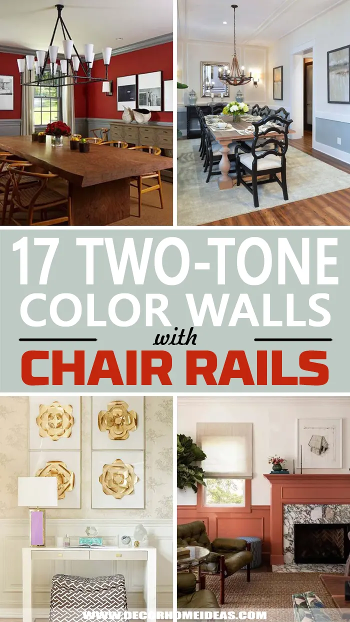 Best Two Tone Color Walls With Chair Rail Interior Design. Add character and depth to your home with these chair rails and compliment them with two-tone color walls for a more stylish and appealing interior design. #decorhomeideas