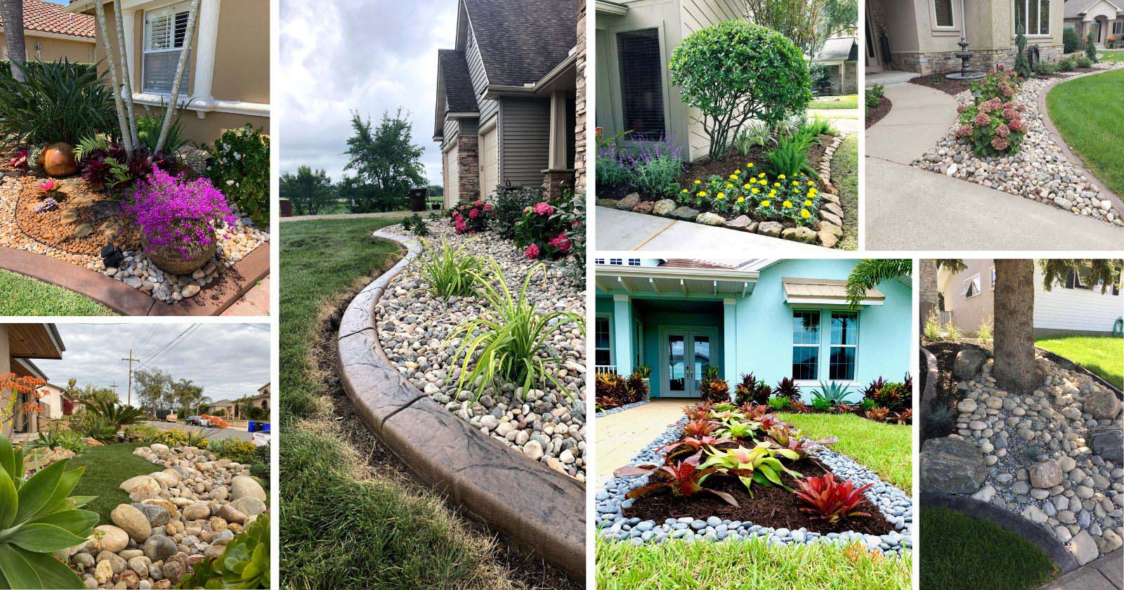 Front Yard River Rock Landscaping Ideas