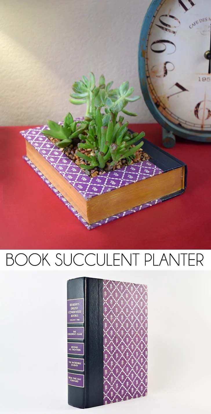 Succulent Planter From Vintage Books